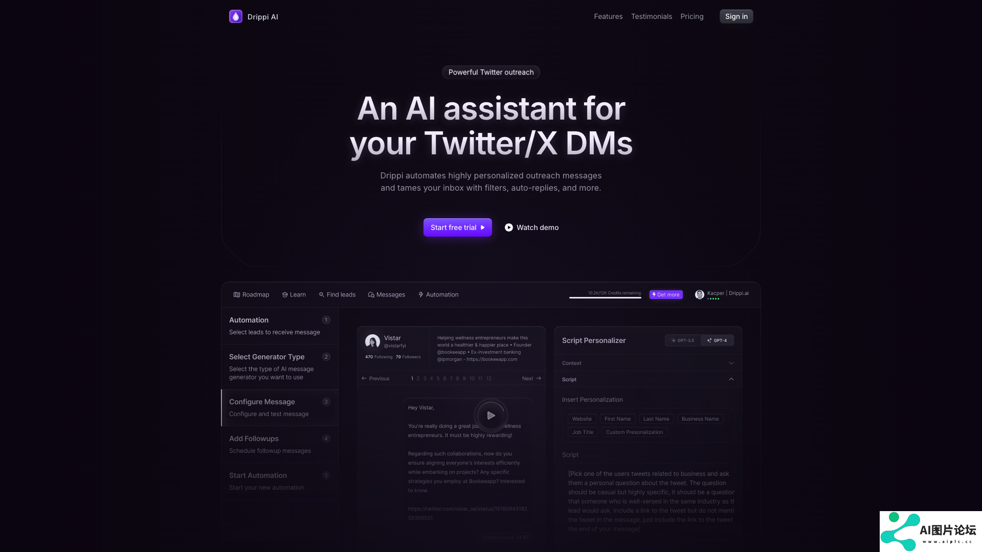 Drippi.ai 主页