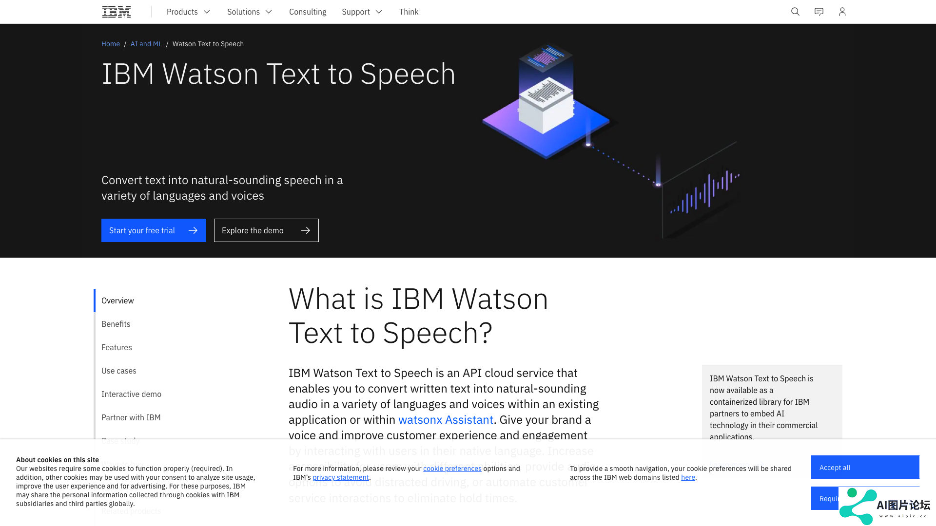 IBM Watson Text to Speech 主页截图