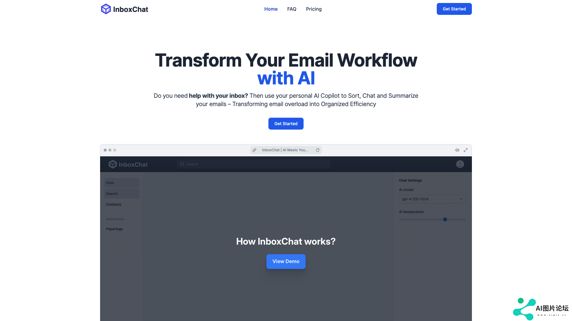 InboxChat 项目主页截图