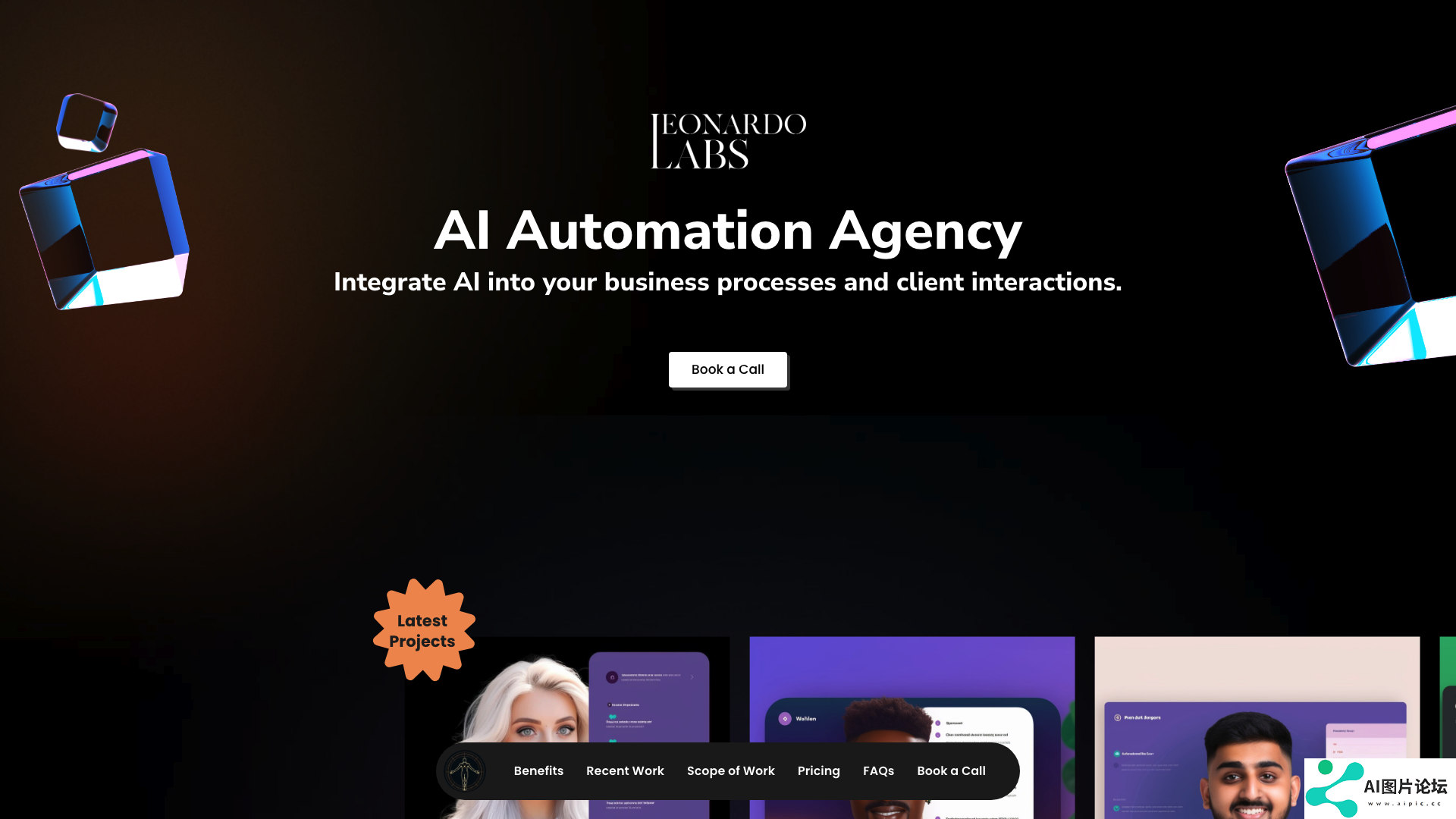 AI Automation Agency - Leonardo Labs 主页截图