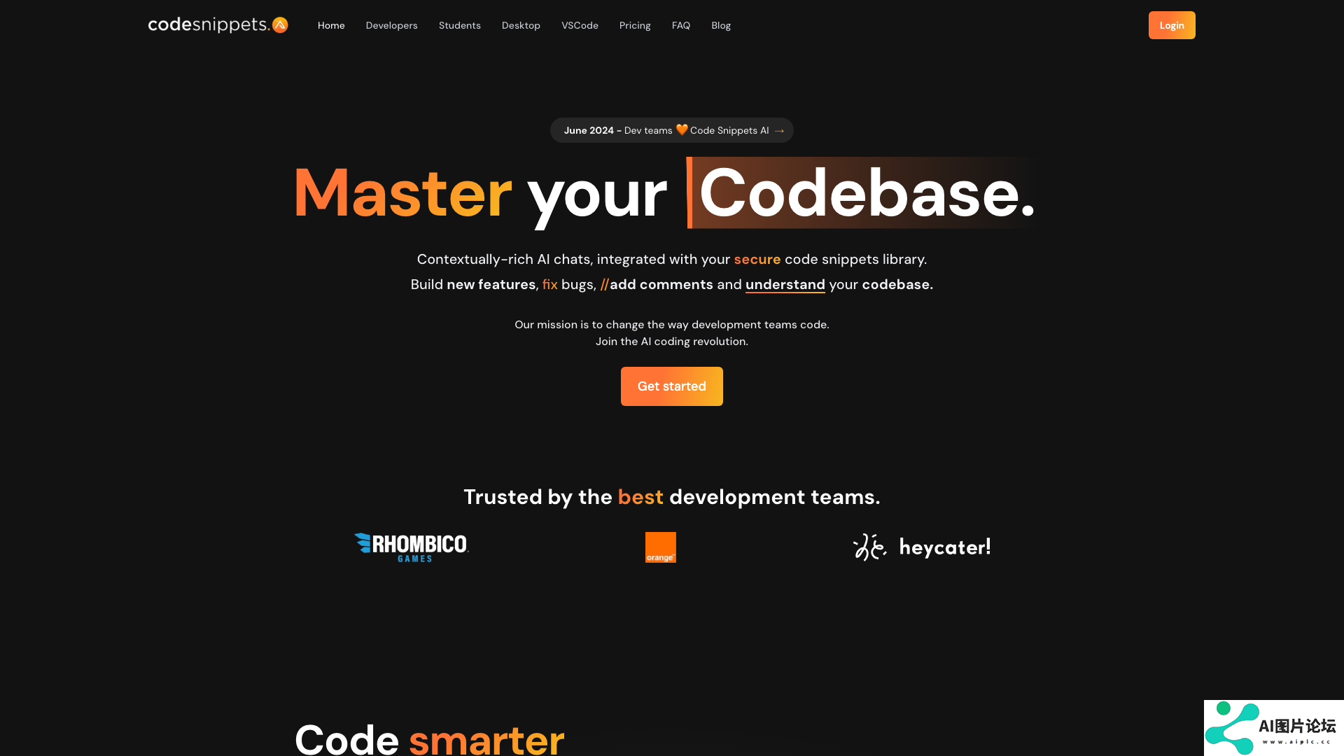 Code Snippets AI 主页截图