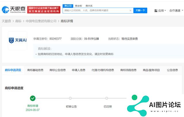 中国电信申请天翼AI商标